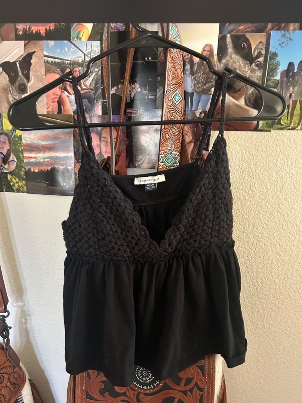 American Eagle Outfitters Black Crochet V-Neck Camisole